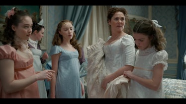 The Bridgerton women in their home in episode one of "Bridgerton."