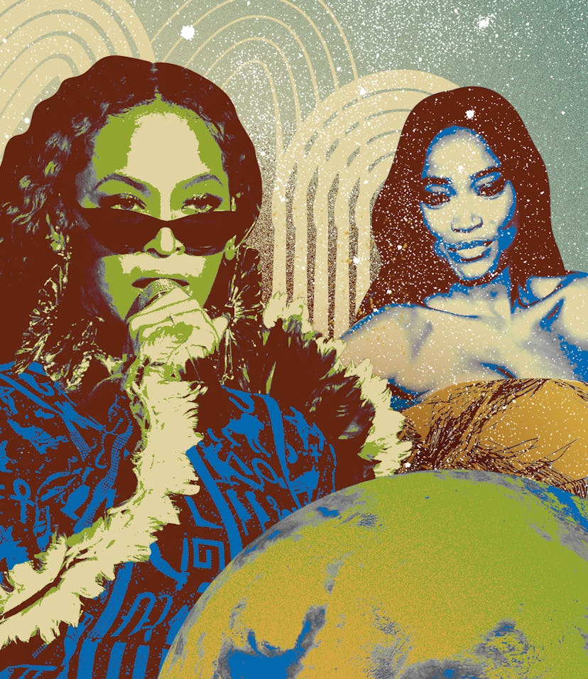 Collage of Virgo celebrities: Zendaya and Keke Palmer in the background and Beyoncé at the forefront...