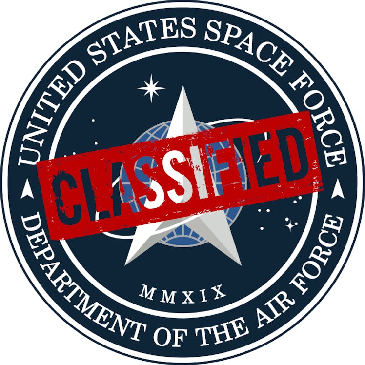 U.S Space Force logo with red "Classified" stamp