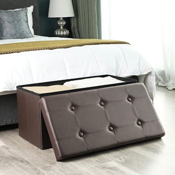 SONGMICS Faux Leather Storage Ottoman
