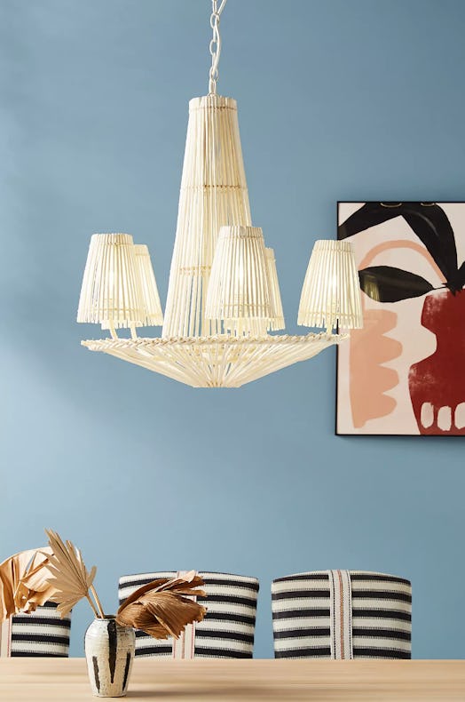 Anthropologie's Winter Tag Sale includes this rattan chandelier