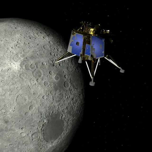 Artist depiction of the the Chandrayaan-2 lunar mission from India.