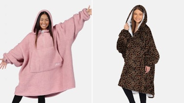 Two women wear The Comfy sweatshirt that looks like a cozy, oversized blanket.