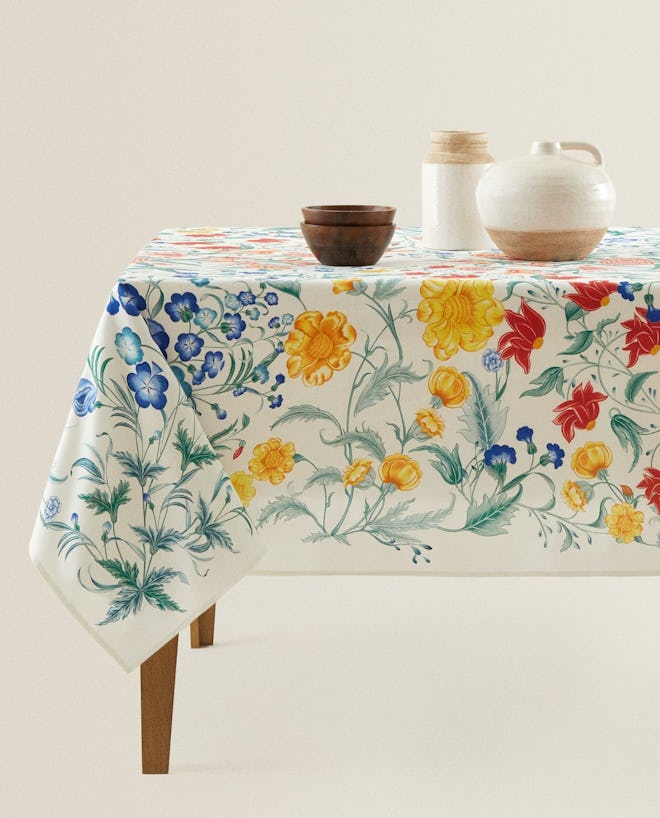 Floral Print Cotton Table Cloth