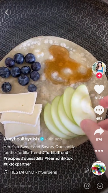 @myhealthydish makes a sweet and savory lunch using the #tortillatrend on TikTok.