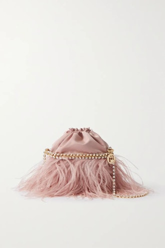 Josephine feather and crystal-embellished twill shoulder bag
