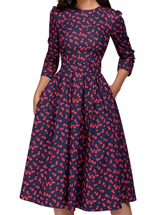 Simple Flavor Floral Vintage Dress