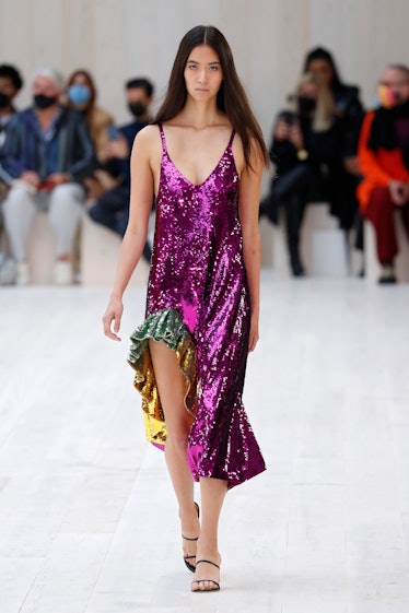 Model walks in Loewe spring 2022 Show at Paris Fashion Week