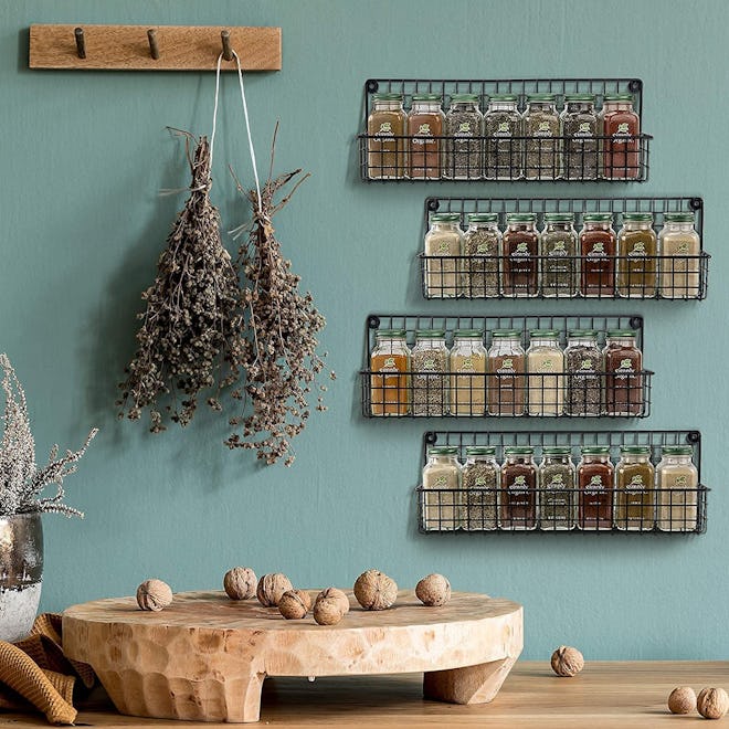 Farmhouse Style Hanging Spice Racks (4-Pack)