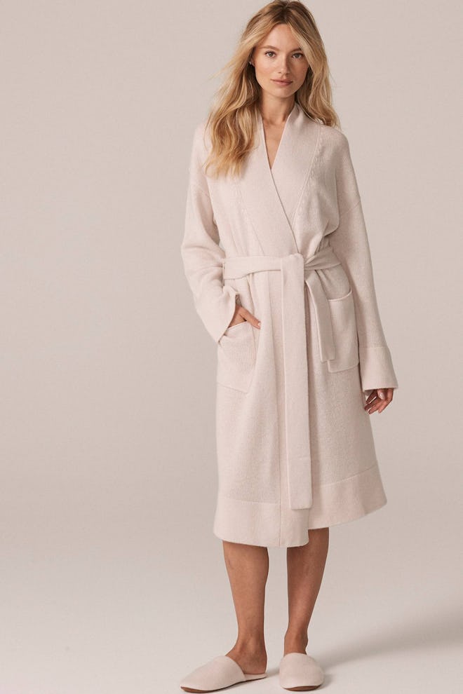Ynes cashmere robe in Alabaster from NAKED Cashmere.