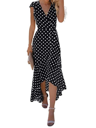 GRECERELLE Cross V Neck Flowy Maxi Dress