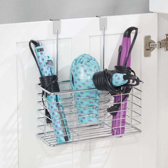 mDesign Over Cabinet Door Hair Care & Styling Tool Organizer