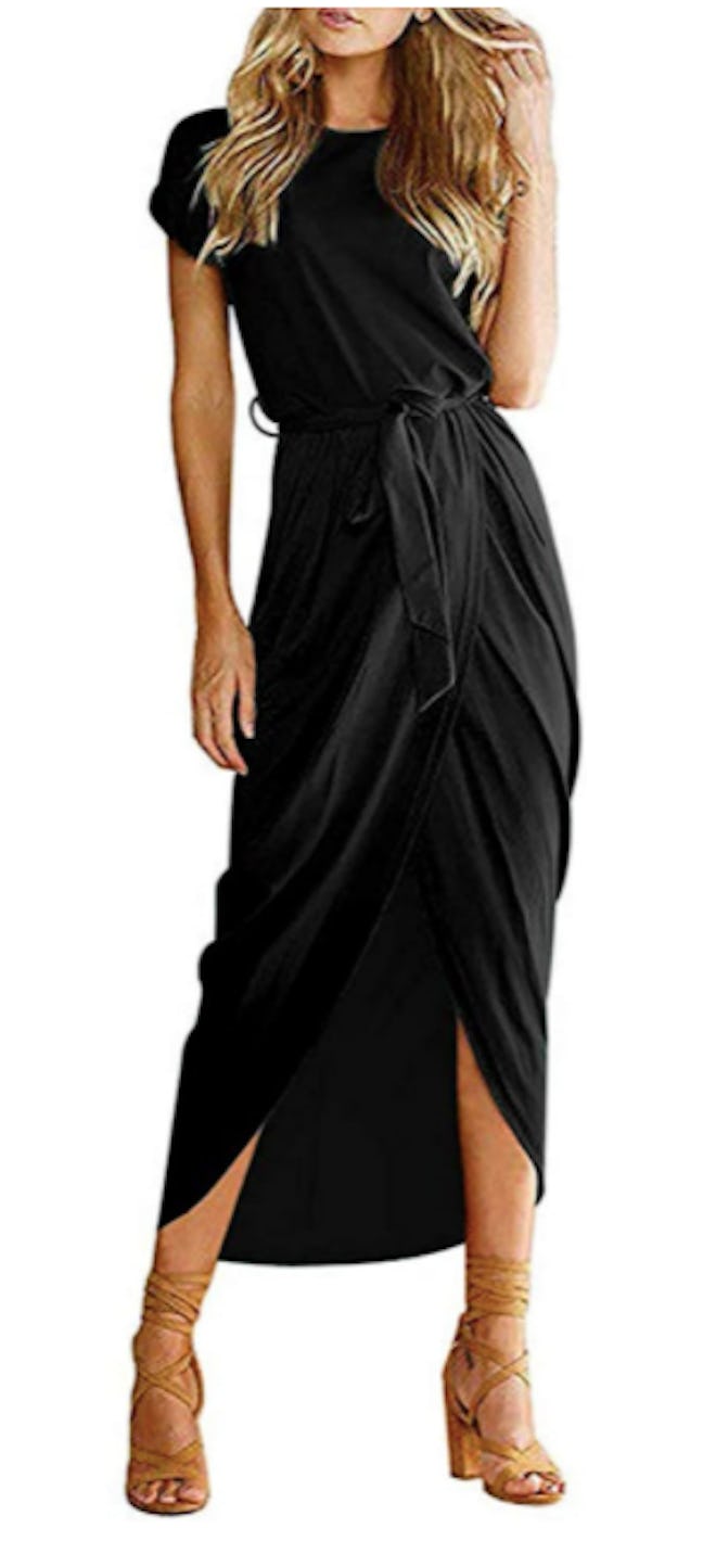 Qearal Short Sleeve Belted Maxi Dress