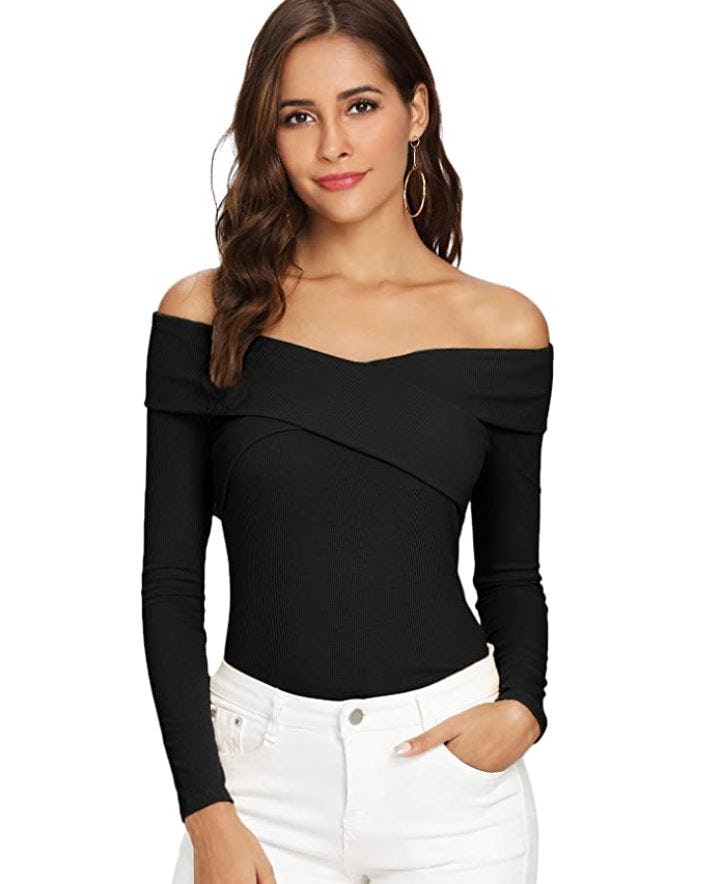 SheIn Off-Shoulder Cross-Wrap Top