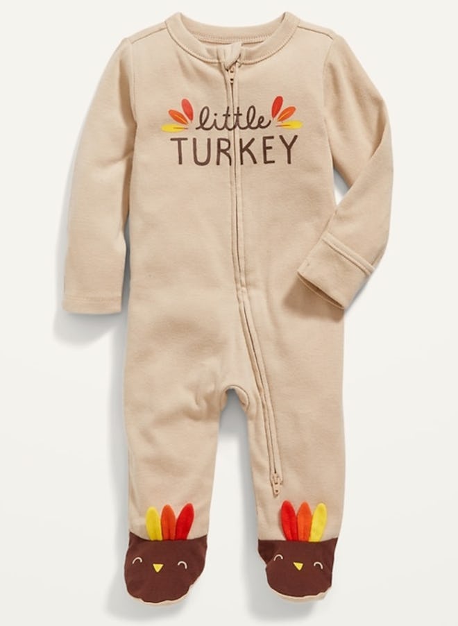 Unisex Sleep & Play Thanksgiving-Graphic Footed One-Piece for Baby