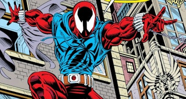 Ben Reilly soars through the air as the Scarlet Spider in Web of Spider-Man Vol. 1 #118