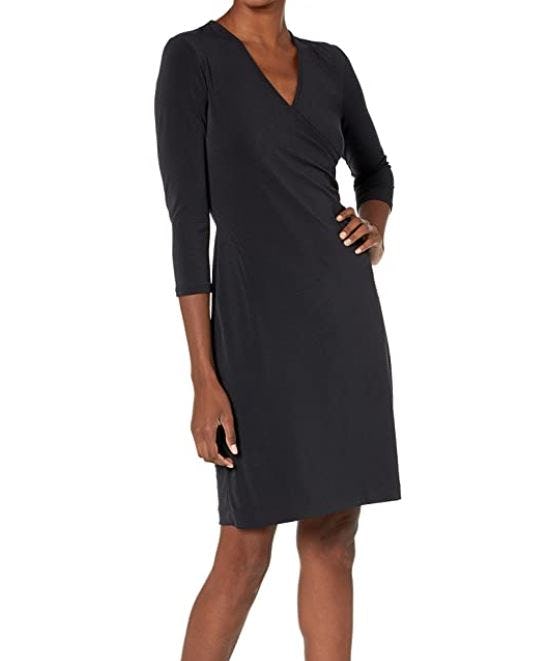 Lark &amp; Ro Crepe Knit Faux Wrap Dress