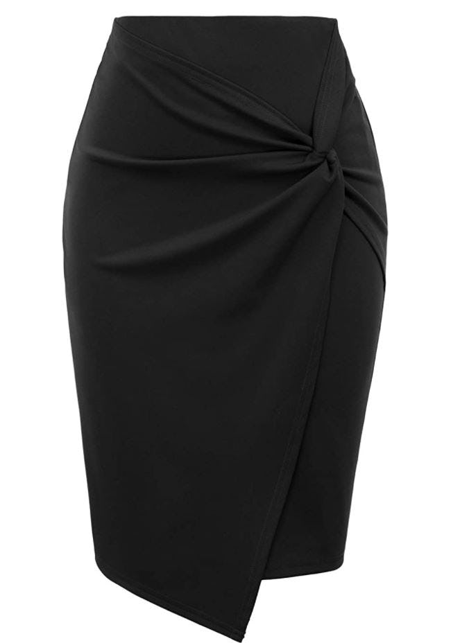 Kate Kasin High Waist Wrap Front Pencil Skirt
