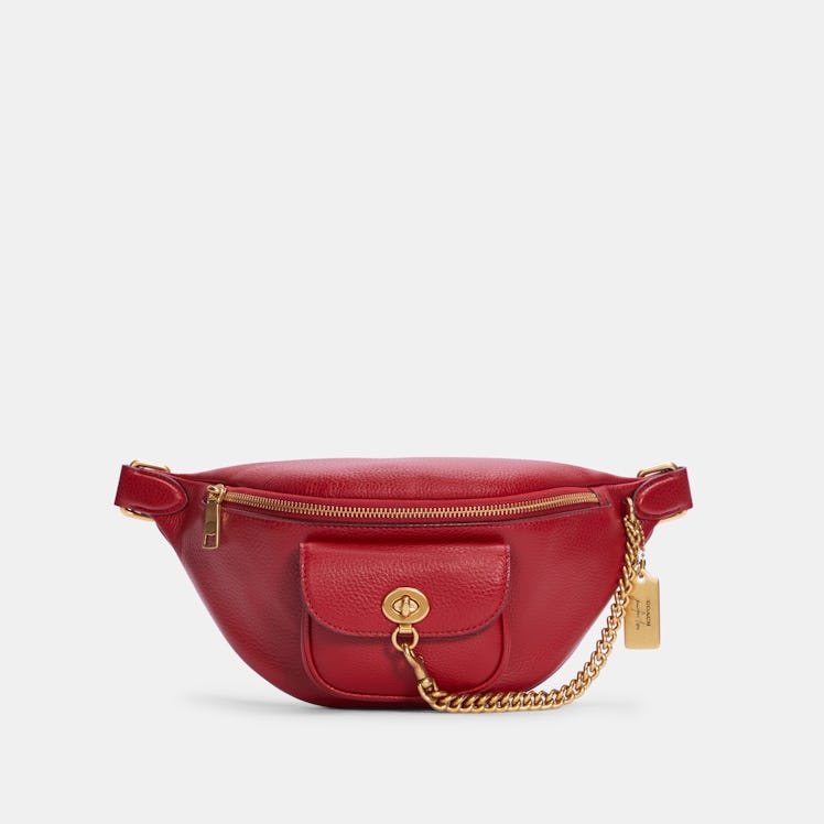 Jennifer Lopez X Coach's red chain belt bag. 