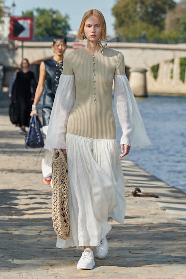 Model walks Chloé fashion show at Paris Fashion Week Spring 2022