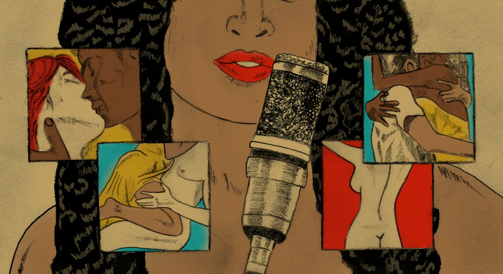 Woman recording audio porn