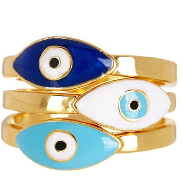 Sterling Forever Evil Eye Ring Set