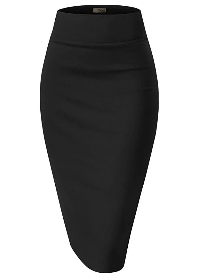 H&amp;C Premium Nylon Ponte Stretch Pencil Skirt