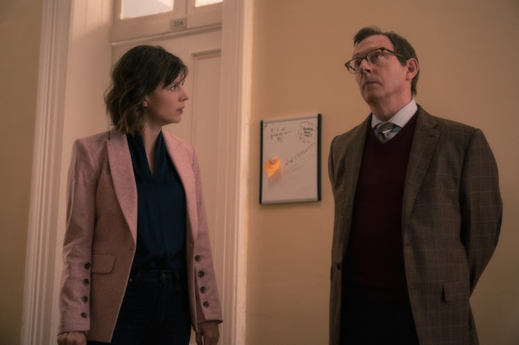 Katja Herbers as Kristen Bouchard and Michael Emerson as Leland Townsend in Evil.