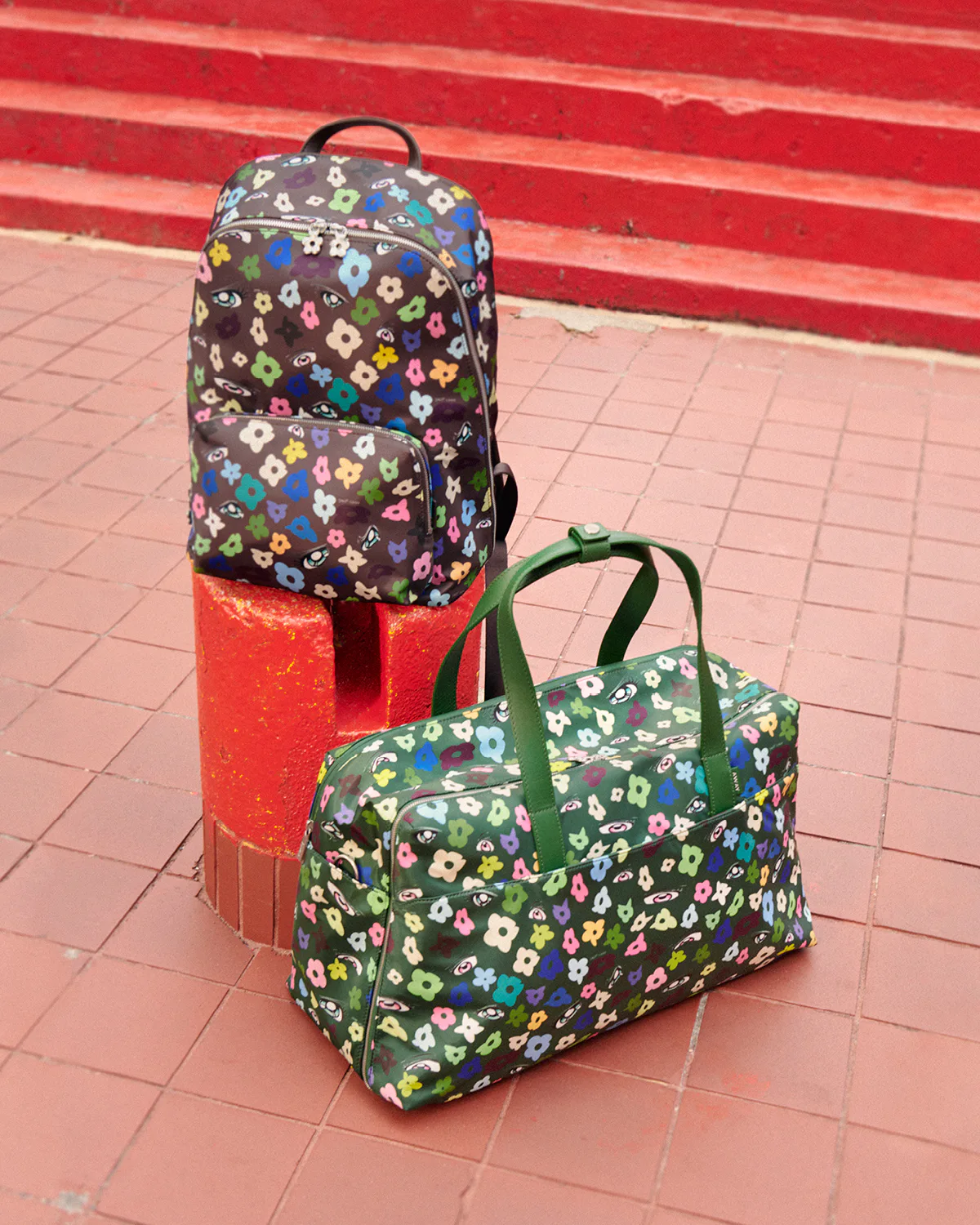 AWAY LIMITED EDITION The Front Pocket Backpack Collab Sandy Liang Brown Floral away-tia-adeola-sandy-liang-ji  main image 3