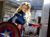 Lucy Saxon dressed as Captain America