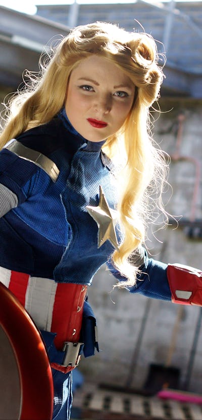 Lucy Saxon dressed as Captain America