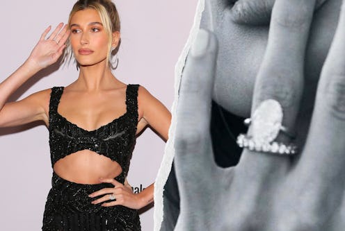 Single stones are the '90s engagement ring trend everyone loves, as spotted on Hailey Bieber.