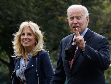 Dr. Jill and President Joe Biden, walking. 