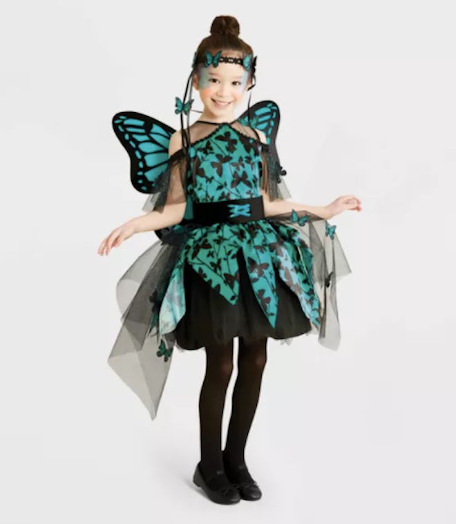 Girl wearing a garden fairy costume