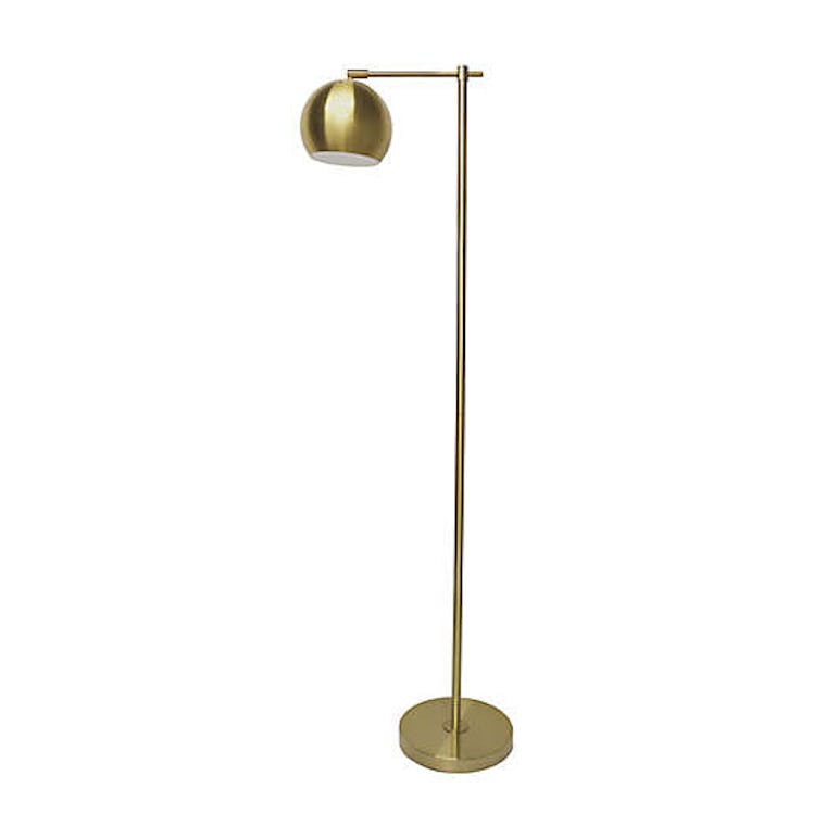 Globe Floor Lamp in Brushed Gold with Metal Shade