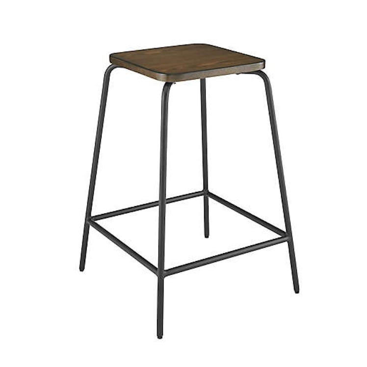 Wood and Metal Stacking Counter Stool in Brown/Black