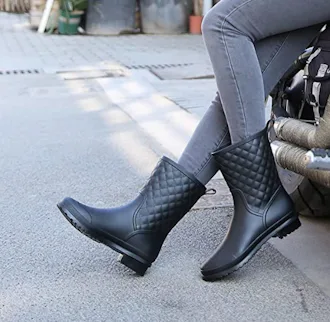 Petrass Black Waterproof Mid Calf Lightweight Booties