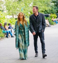 Jennifer Lopez and Ben Affleck are seen on September 25, 2021 in New York City. 