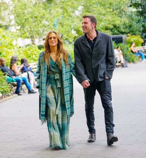 Jennifer Lopez and Ben Affleck are seen on September 25, 2021 in New York City.