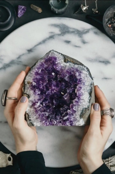 This crystal geode, which is featured in the 'Herstory of Witches' experience on Airbnb.