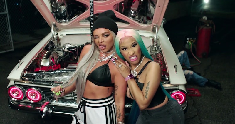 Jesy Nelson and Nicki Minaj in the "Boyz" video.