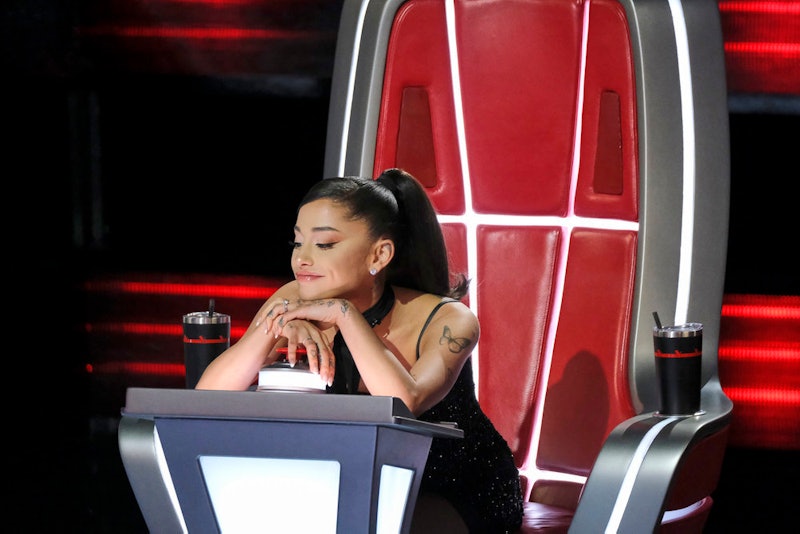 Ariana Grande cried on 'The Voice' as she eliminated her first contestant. Photo via Trae Patton/NBC