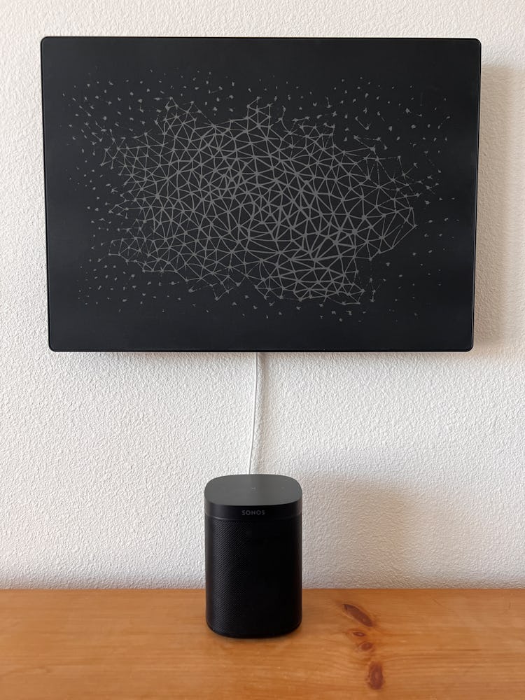 Symfonisk Picture Frame speaker next to a Sonos One.