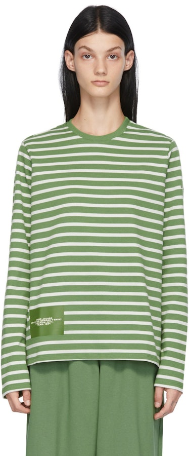 Green & White 'The Striped T-Shirt' Long Sleeve T-Shirt