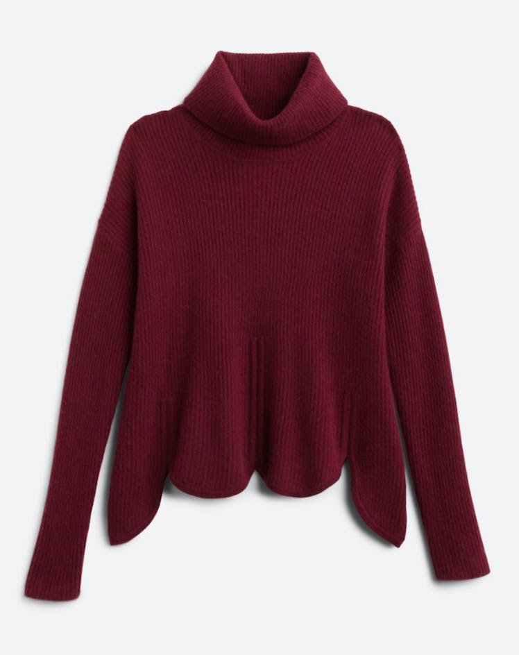Chloe Kristin's burgundy scallop sweater. 