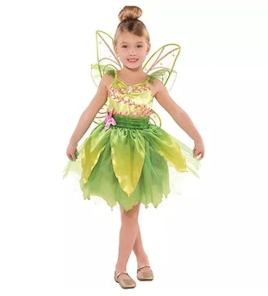 little girl in a tinker bell fairy costume