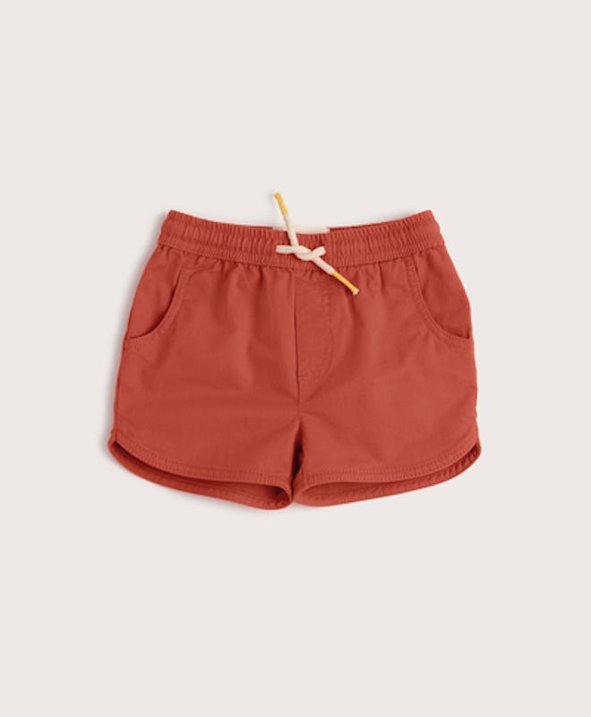 Flat lay of a pair of kids cotton shorts
