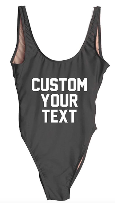One-piece swimsuit with custom text 