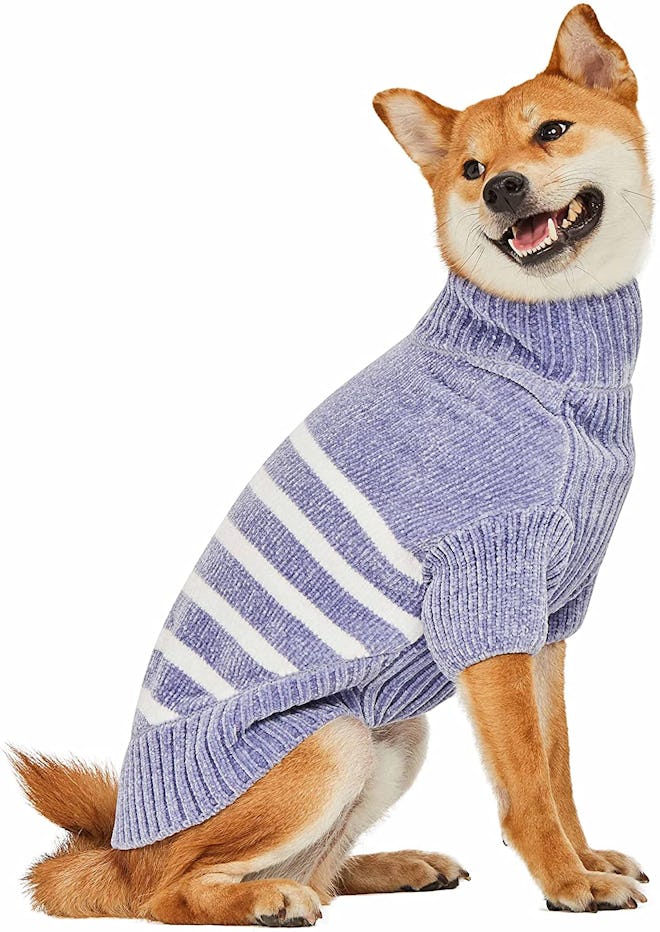 Blueberry Pet Chenille Striped Dog Sweater