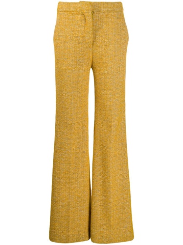 Victoria Beckham's yellow trousers. 